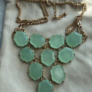 kendra scott  Gold Necklace with Mint Green Stones